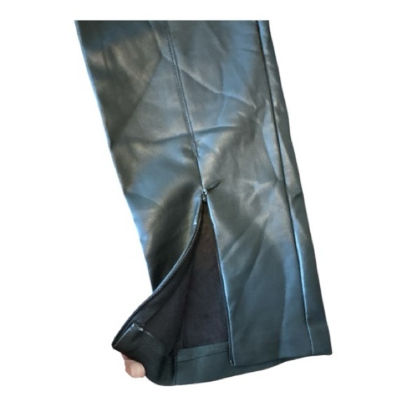 Zara Women’s Black Faux Leather Mid-Rise Side Zip Ankle Crop Leggings Size XL - Picture 5 of 9